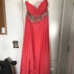 Strapless Coral Prom Dress